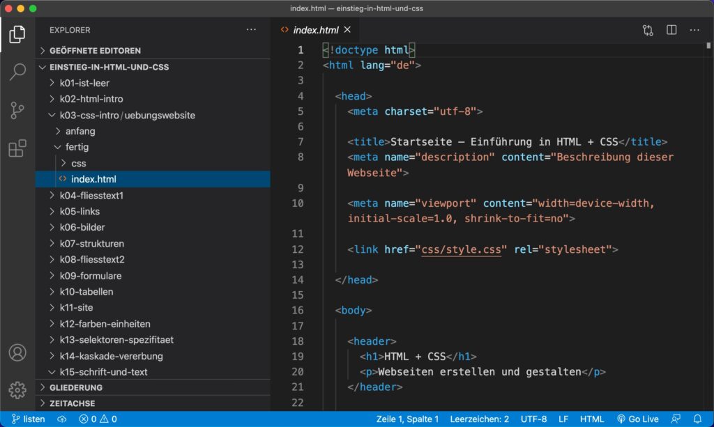 Screenshot von Visual Studio Code