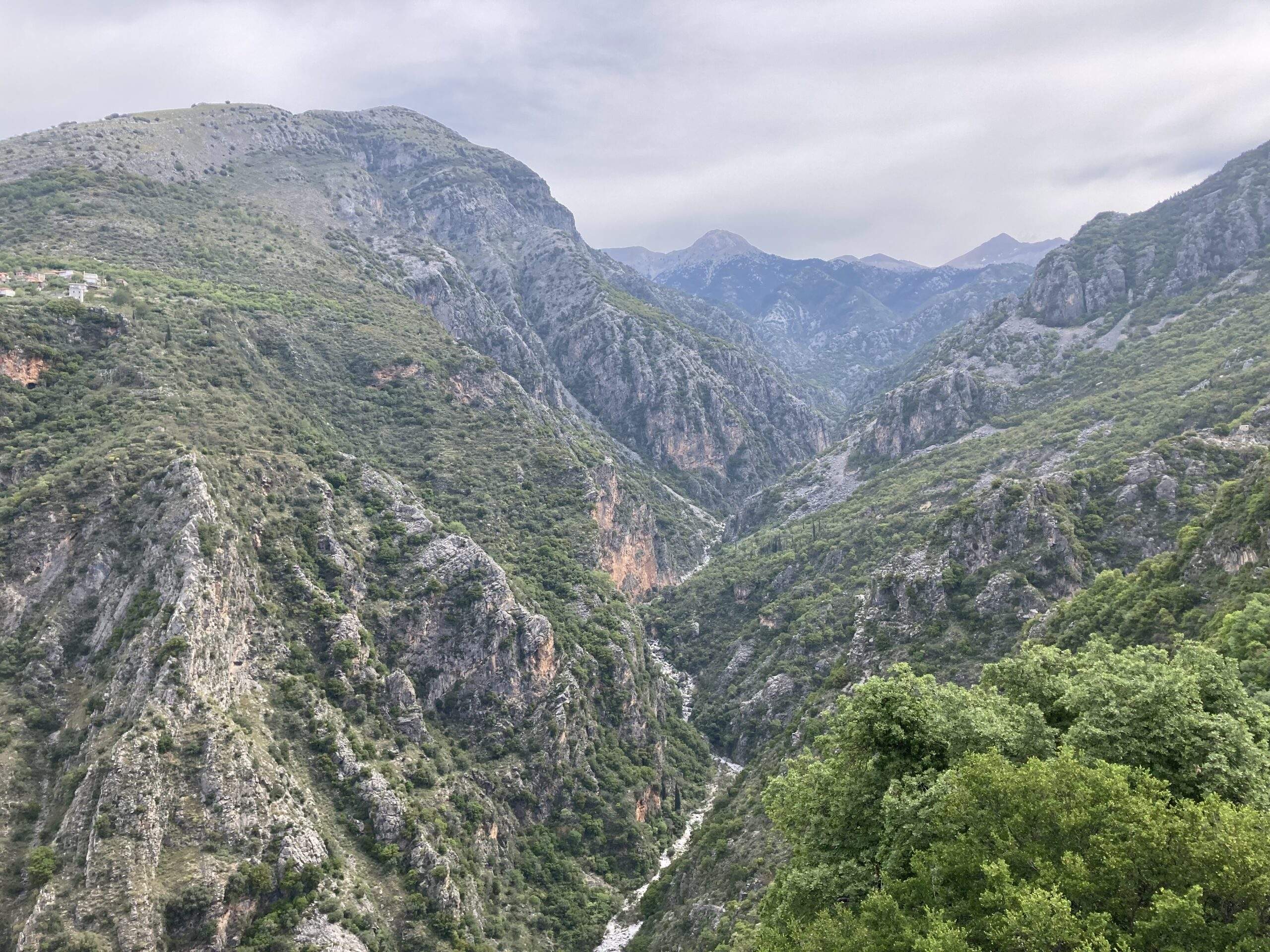 View of Viros Gorge above Kardamili with Taygetos in the background