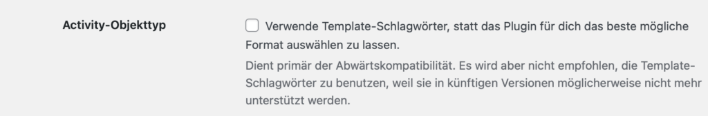 Activty-Objekttyp. Verwende Template-Schlagwörter ist ausgestellt