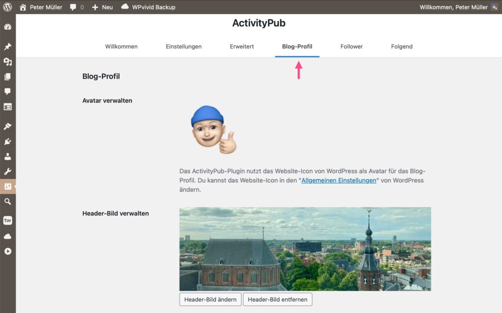 ActivityPub > Einstellungen für das Blog-Profil