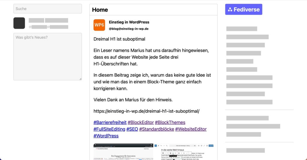 WordPress. Fediverse-Vorschau in neuem Tab.