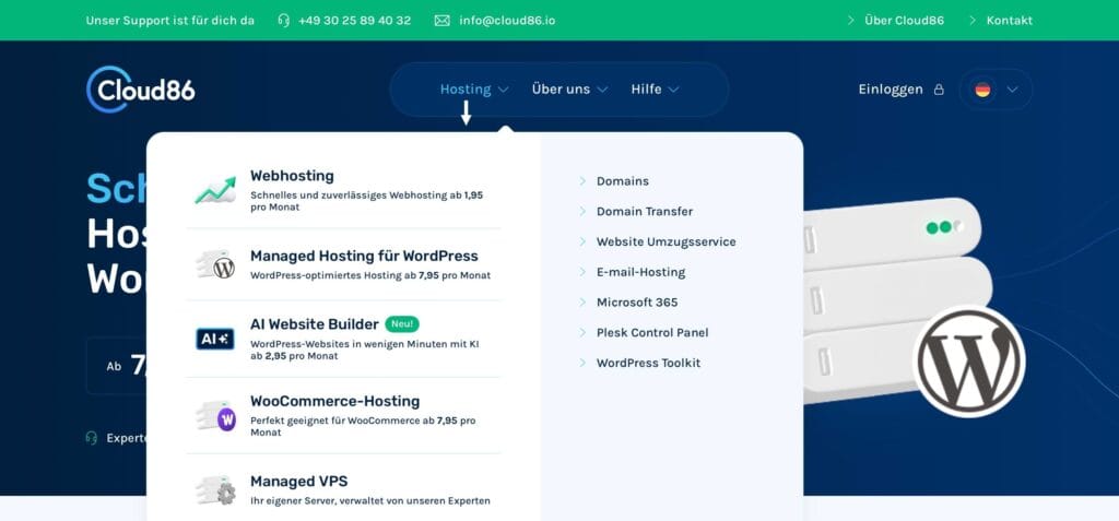 Cloud86 - Hostingübersicht